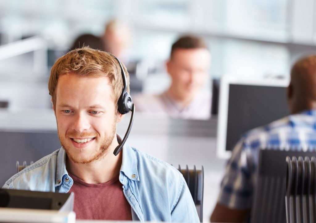 Male Worker on a helpline