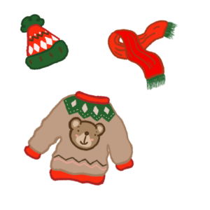 Jumper, hat, scarf